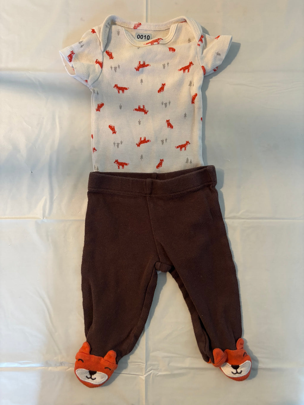 White and brown fox onesie & jogger pants (set)
