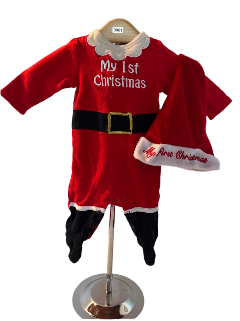 My 1st Christmas onesie with hat