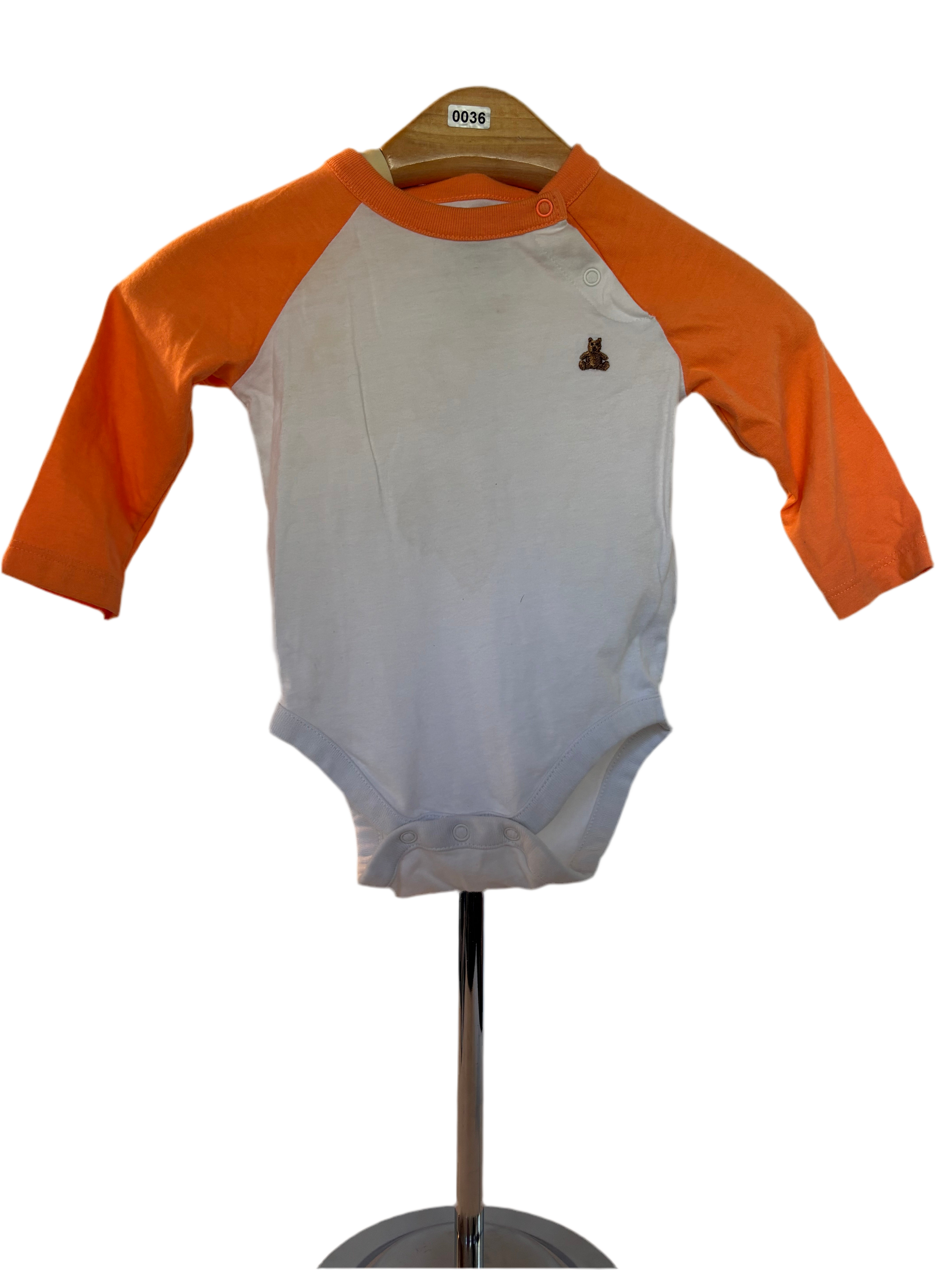 Baby gap onesie (with orange sleeves)