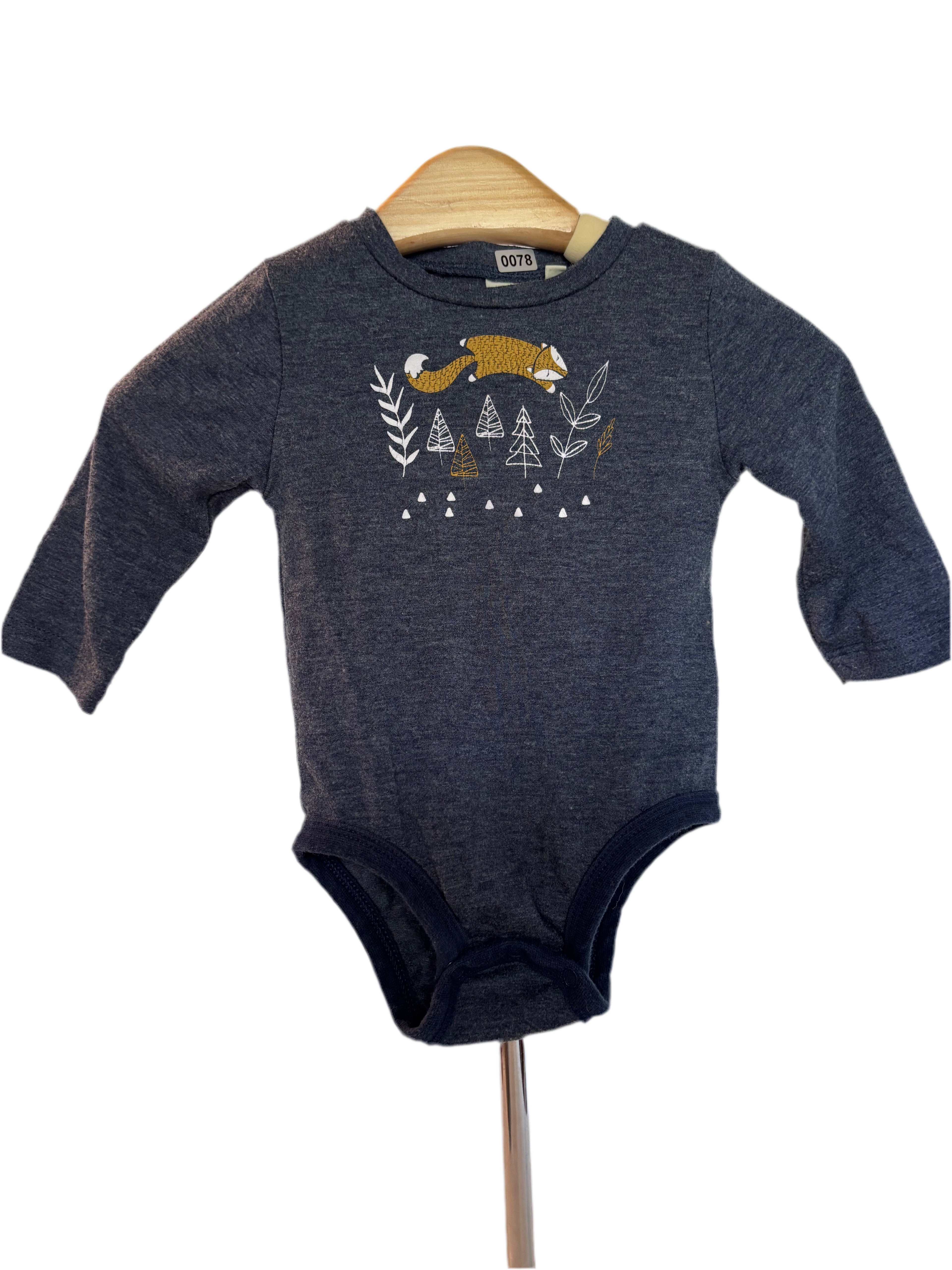 Blue long sleeve onesie (fox graphic)
