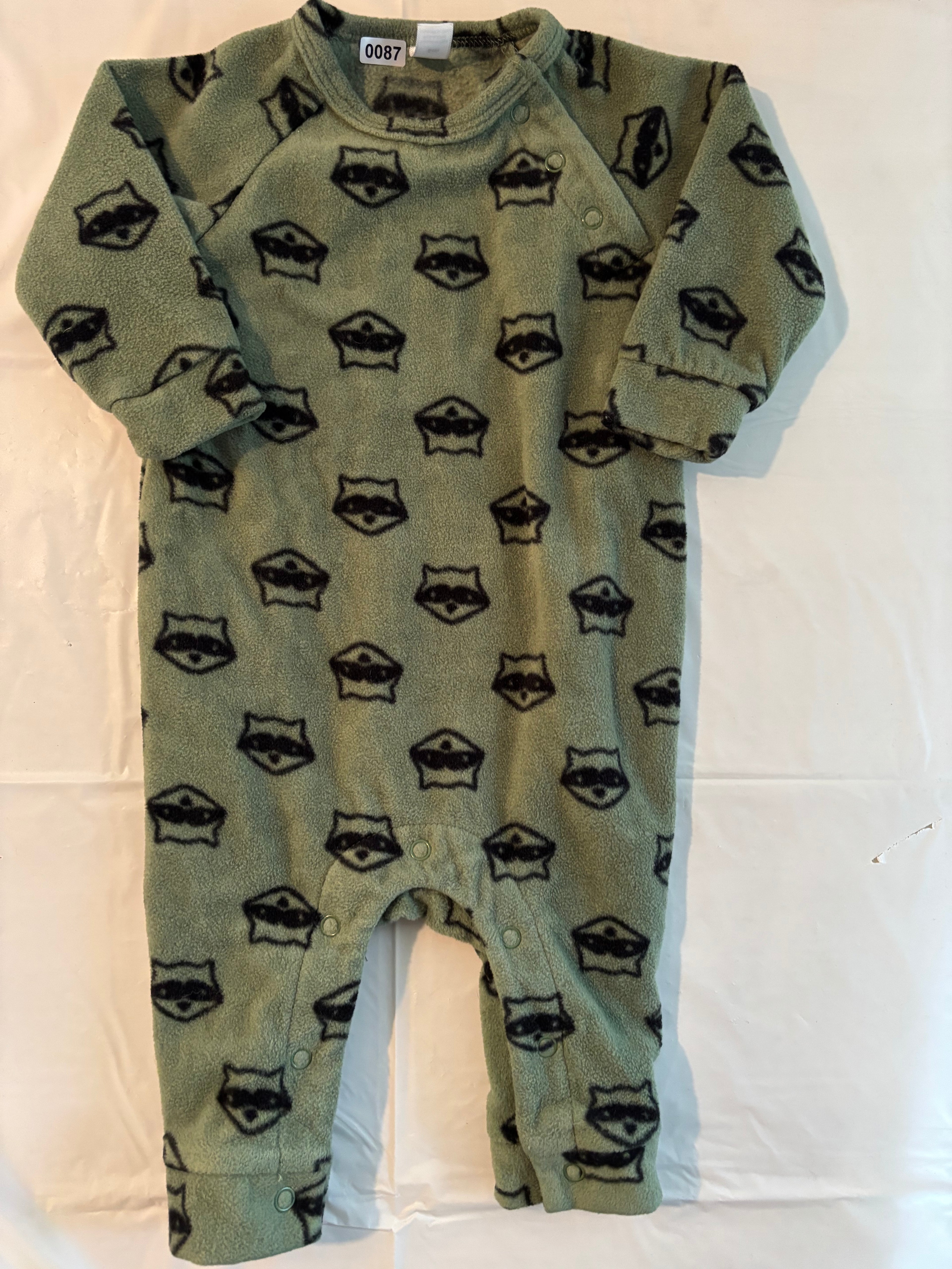 Green raccoon onesie