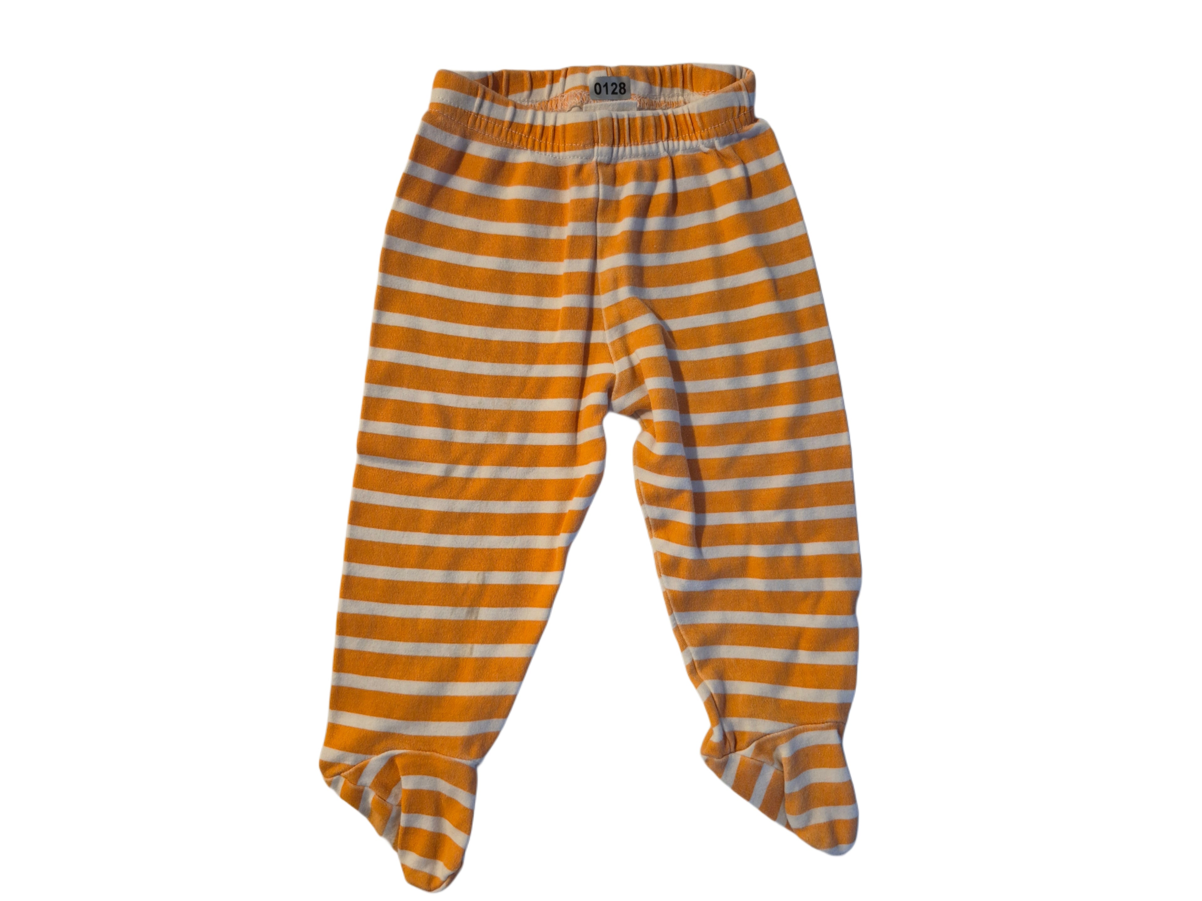 Baby pants close toed (orange and white stripes)