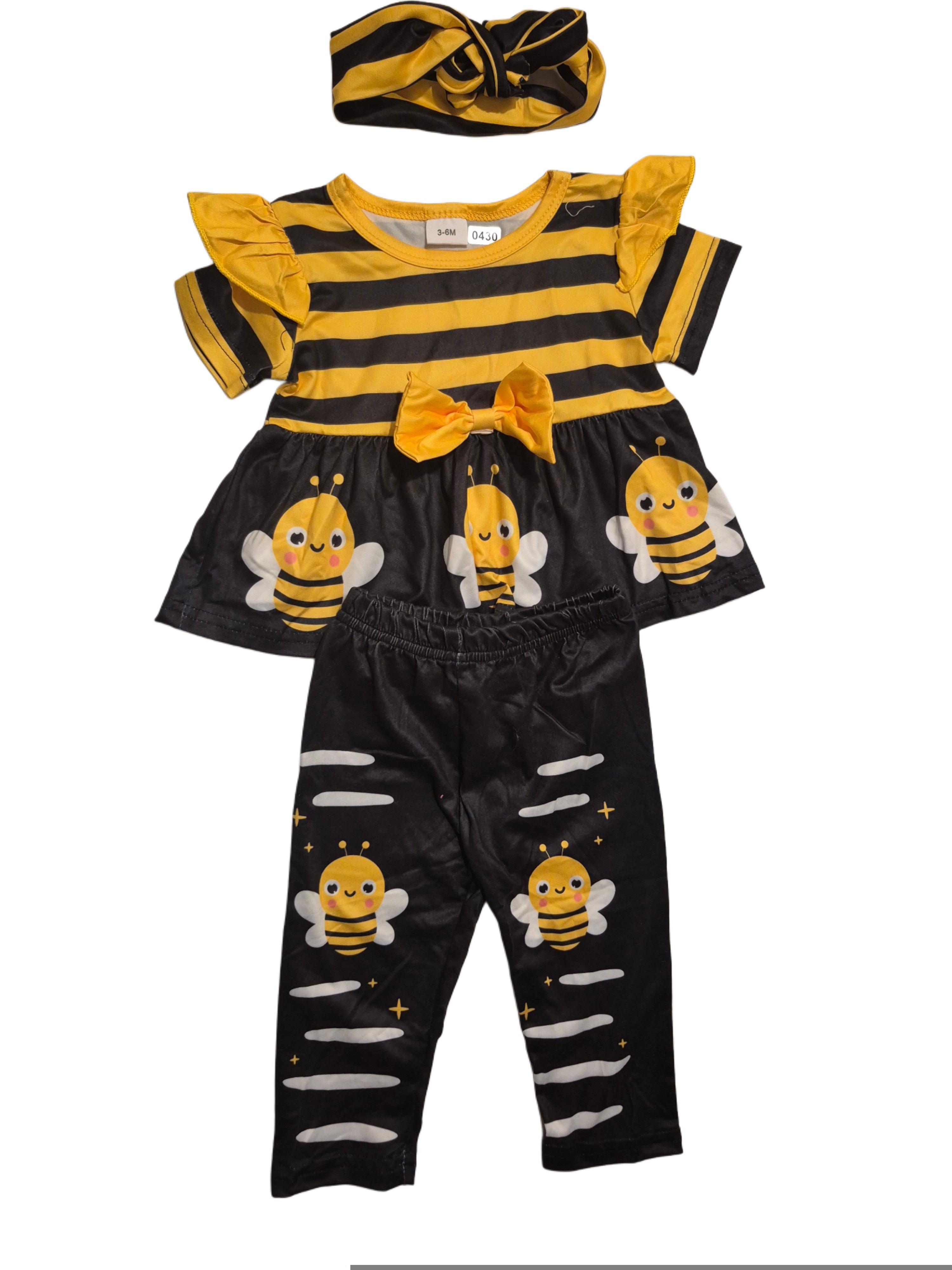 Girls bee pants shirt head band 3 piece set