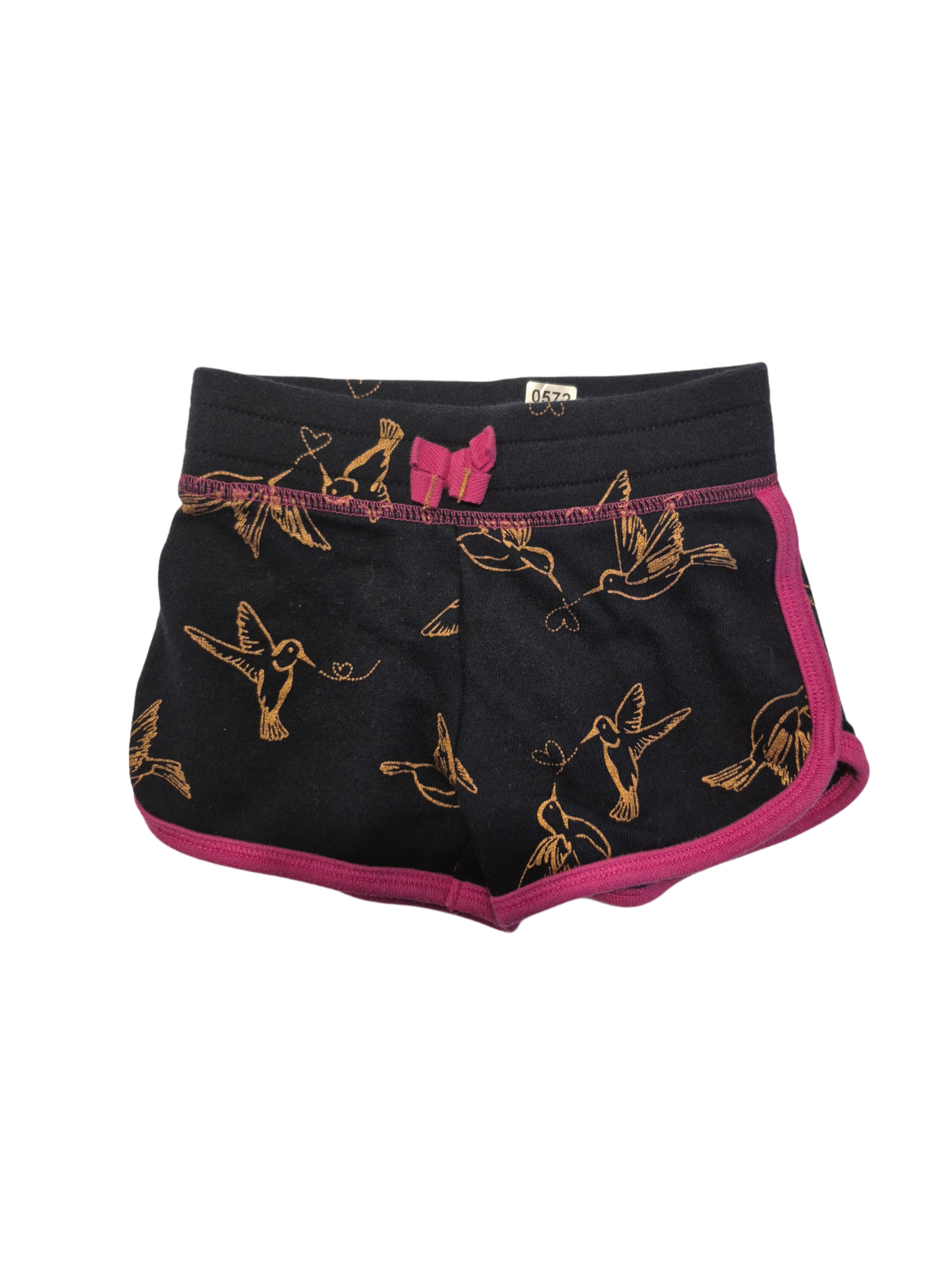 Blue shorts with hummingbird print