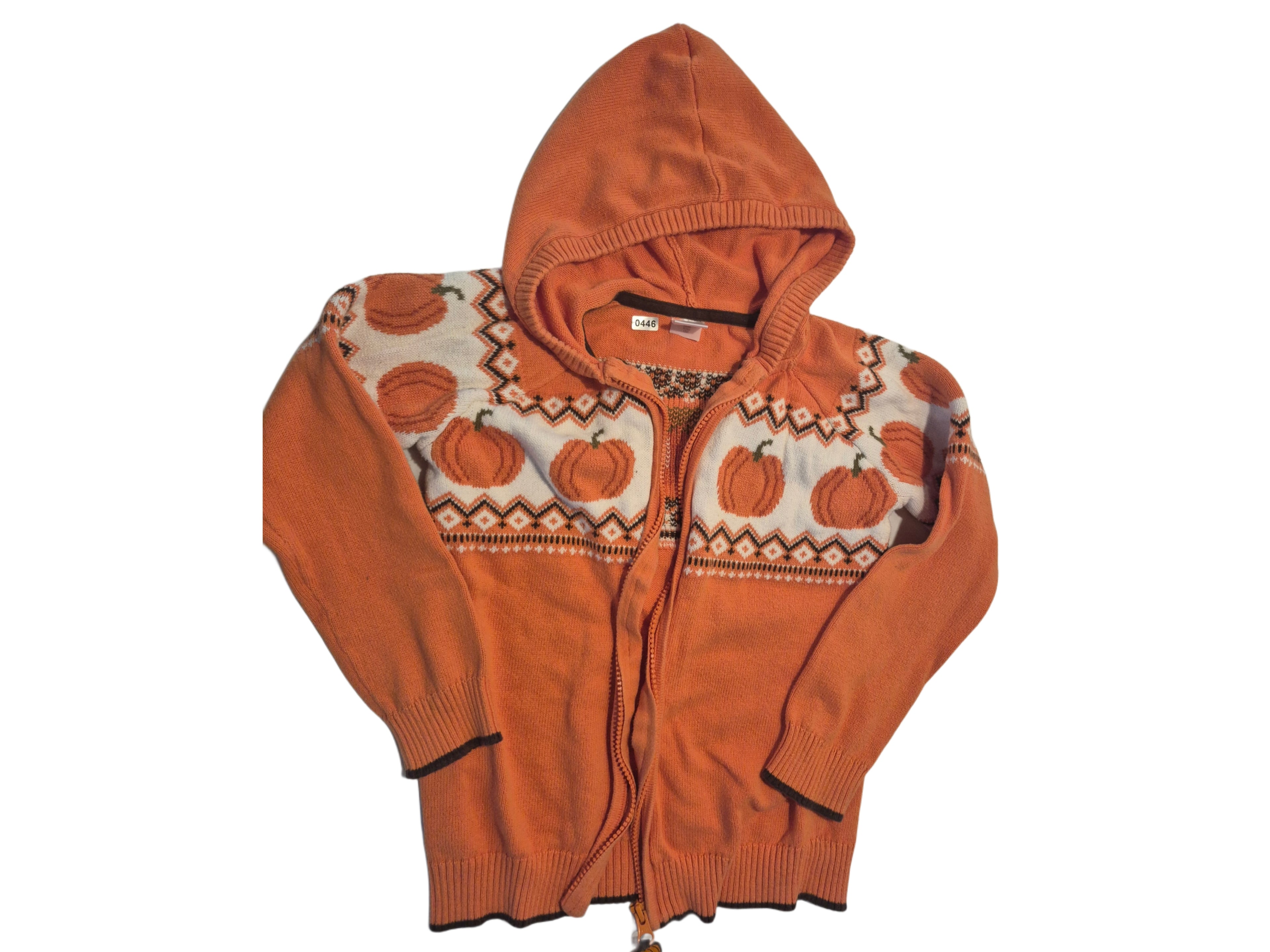 Orange pumpkin zip up sweater