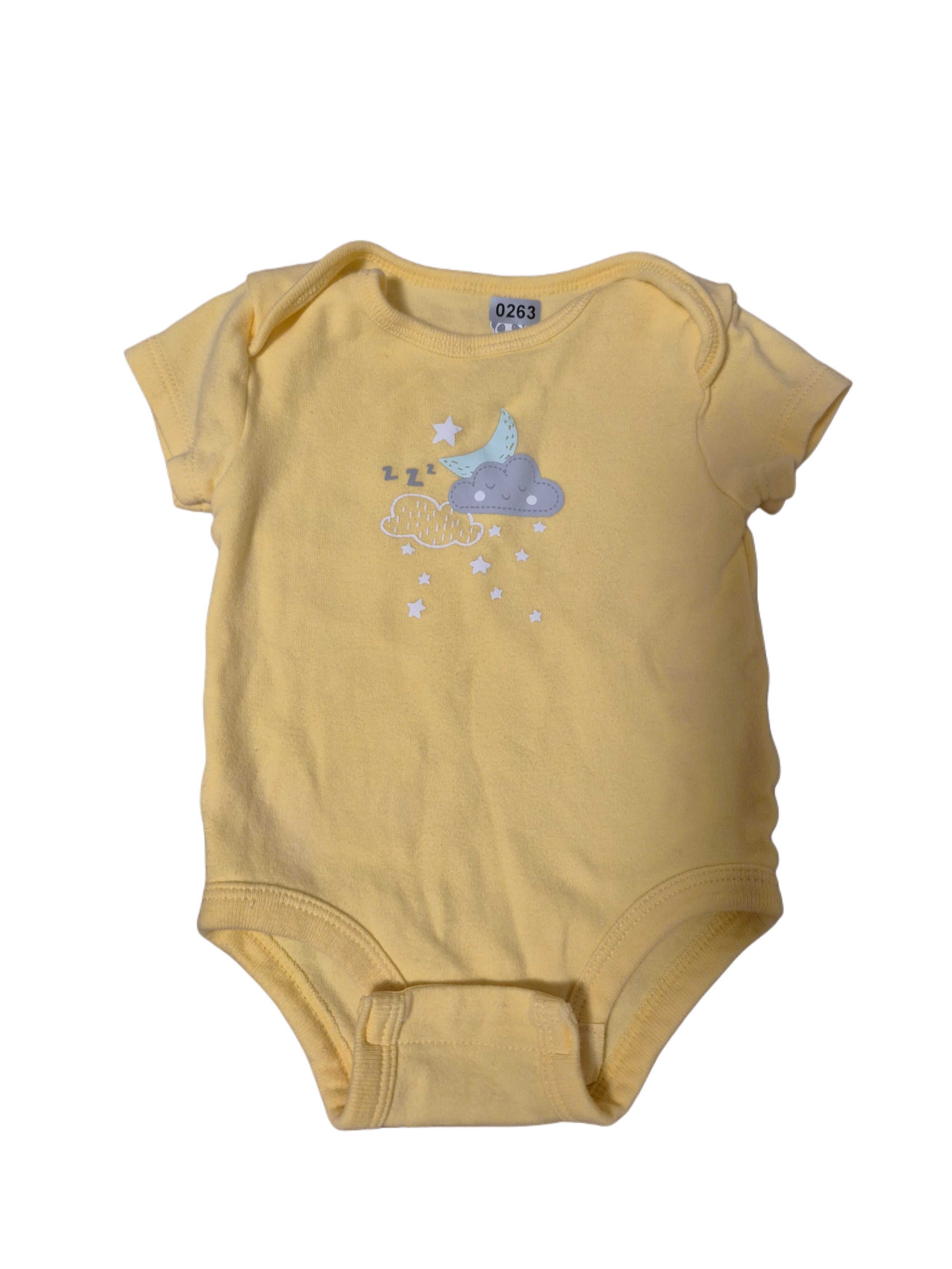 Yellow short sleeved onesie (bedtime graphic)