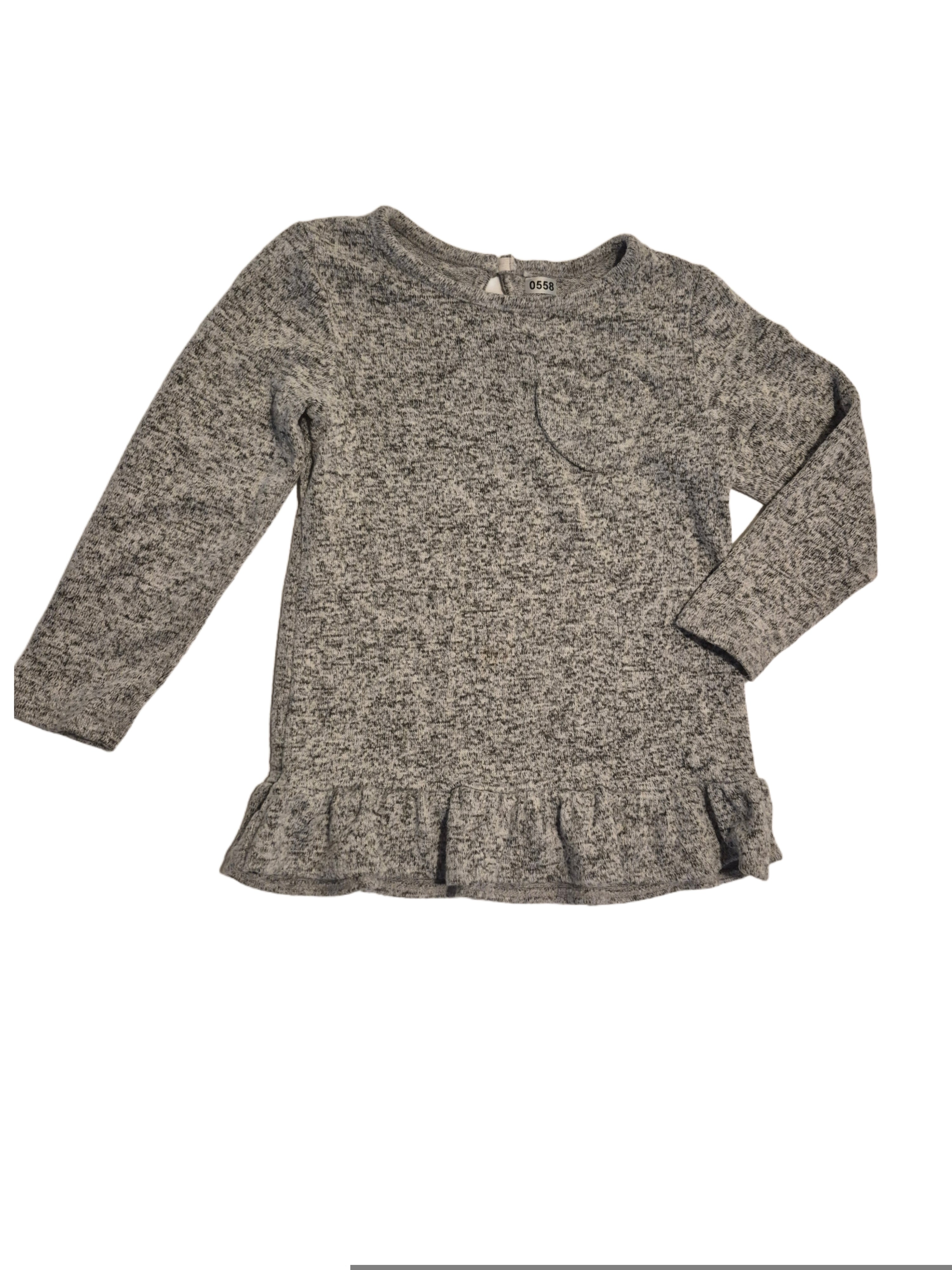 Grey long sleeved shirt (ruffled bottom)