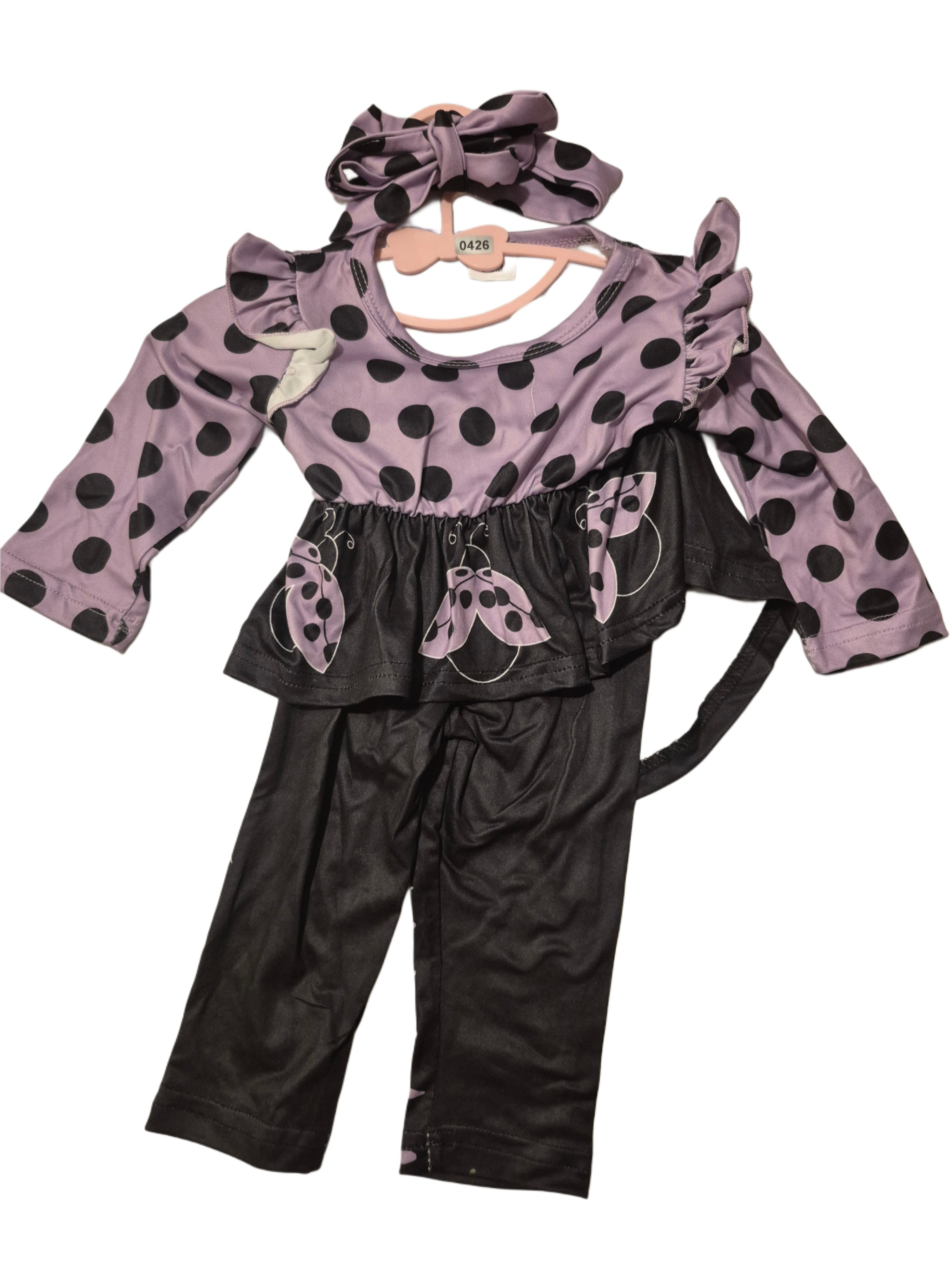 Baby girl long sleeve pants and matching headband. (Set)