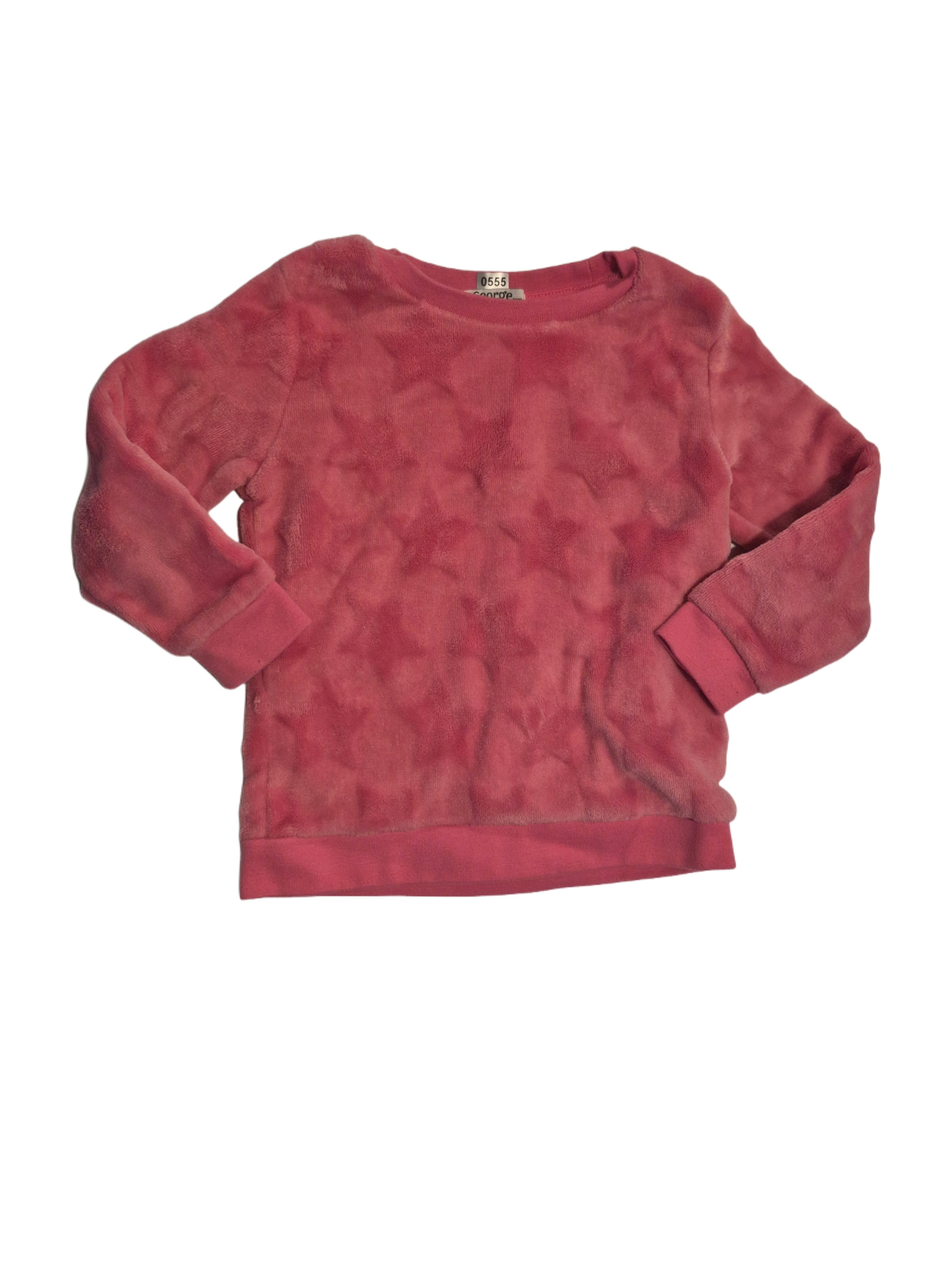 Pink fuzzy star print sweater