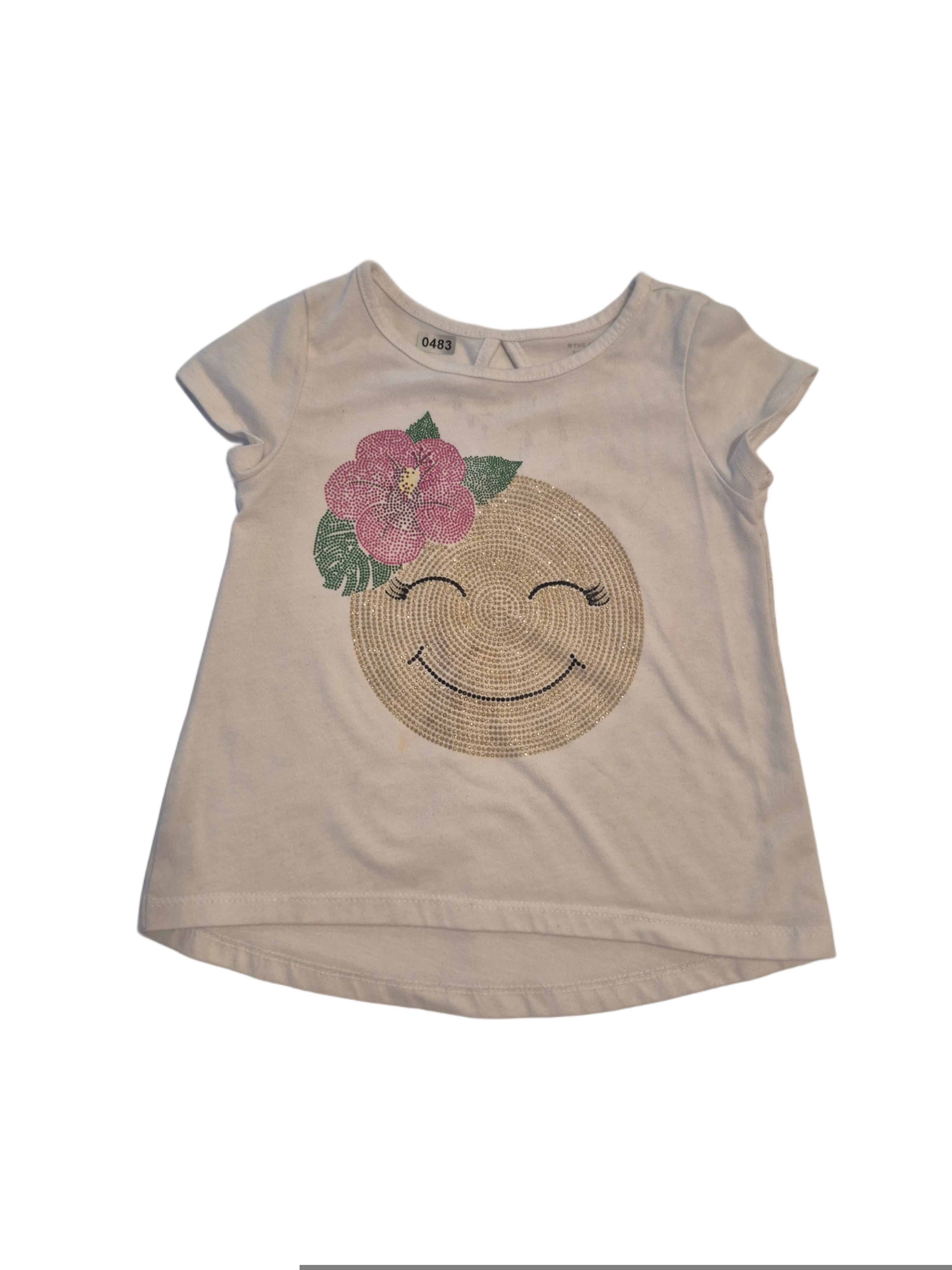 Toddler white T-shirt smiley face graphic