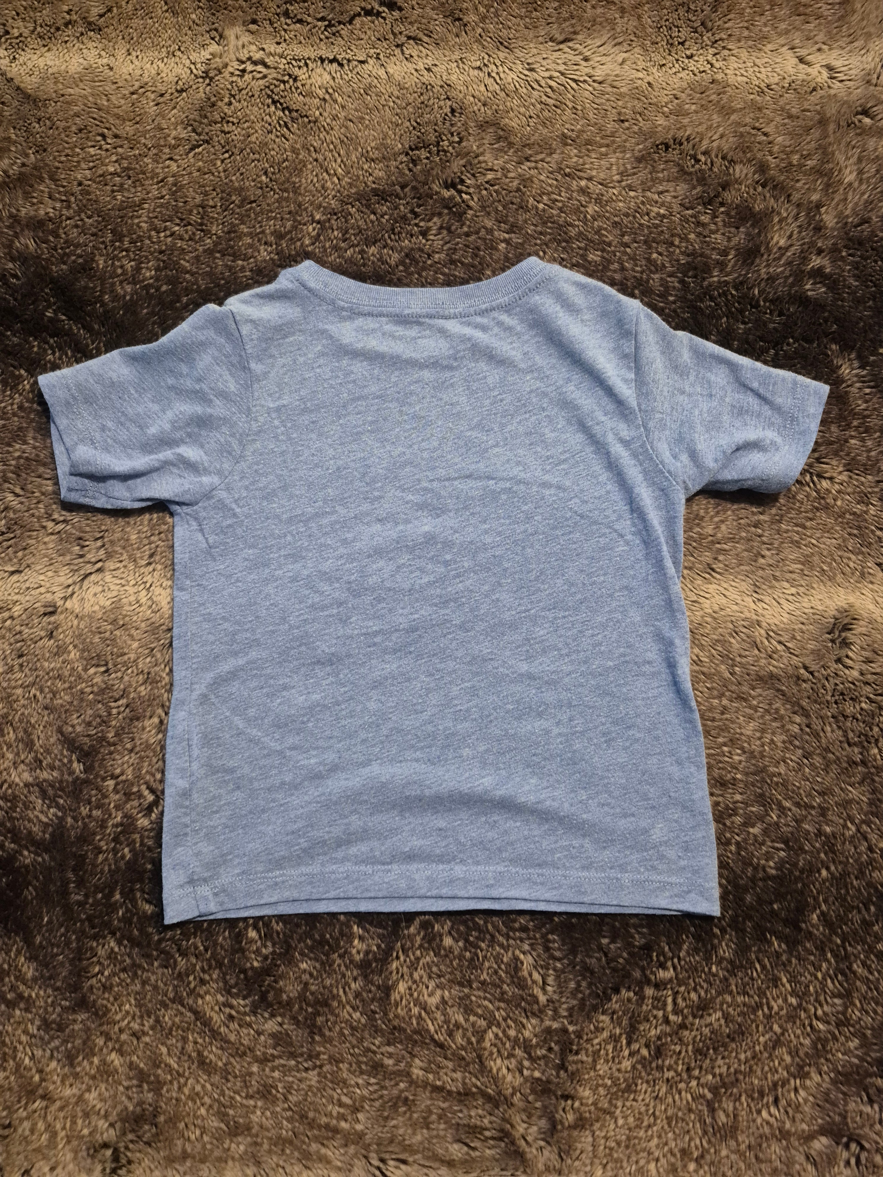 Blue T-shirt “mom’s future hero” with fire truck graphic