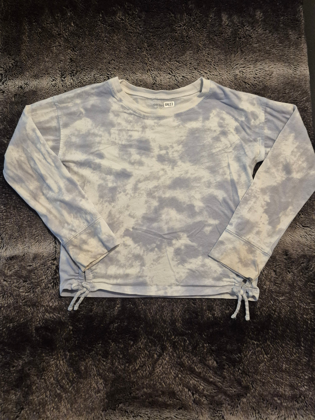 Long sleeved blue tie-dye shirt