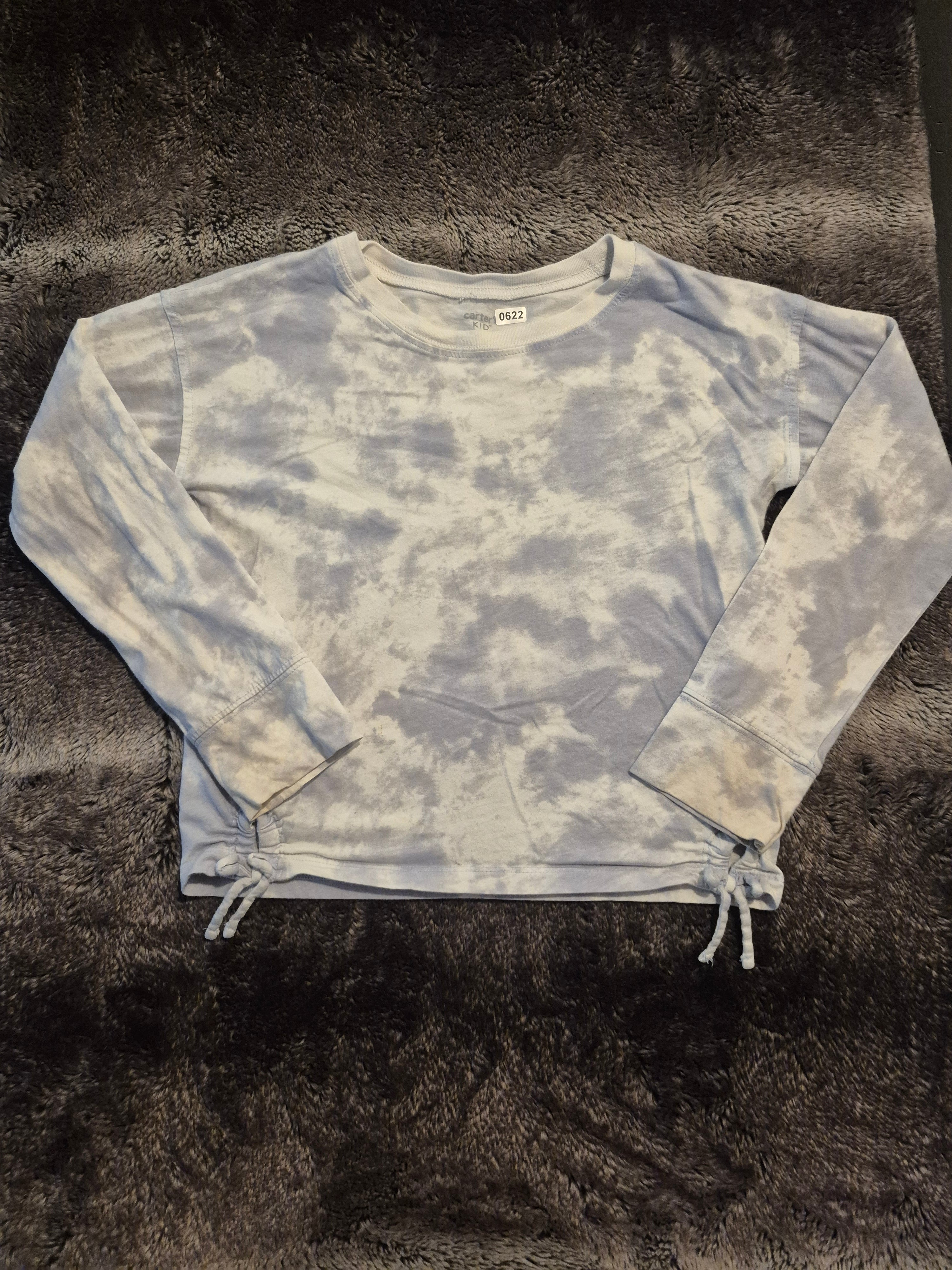 Long sleeved blue tie-dye shirt