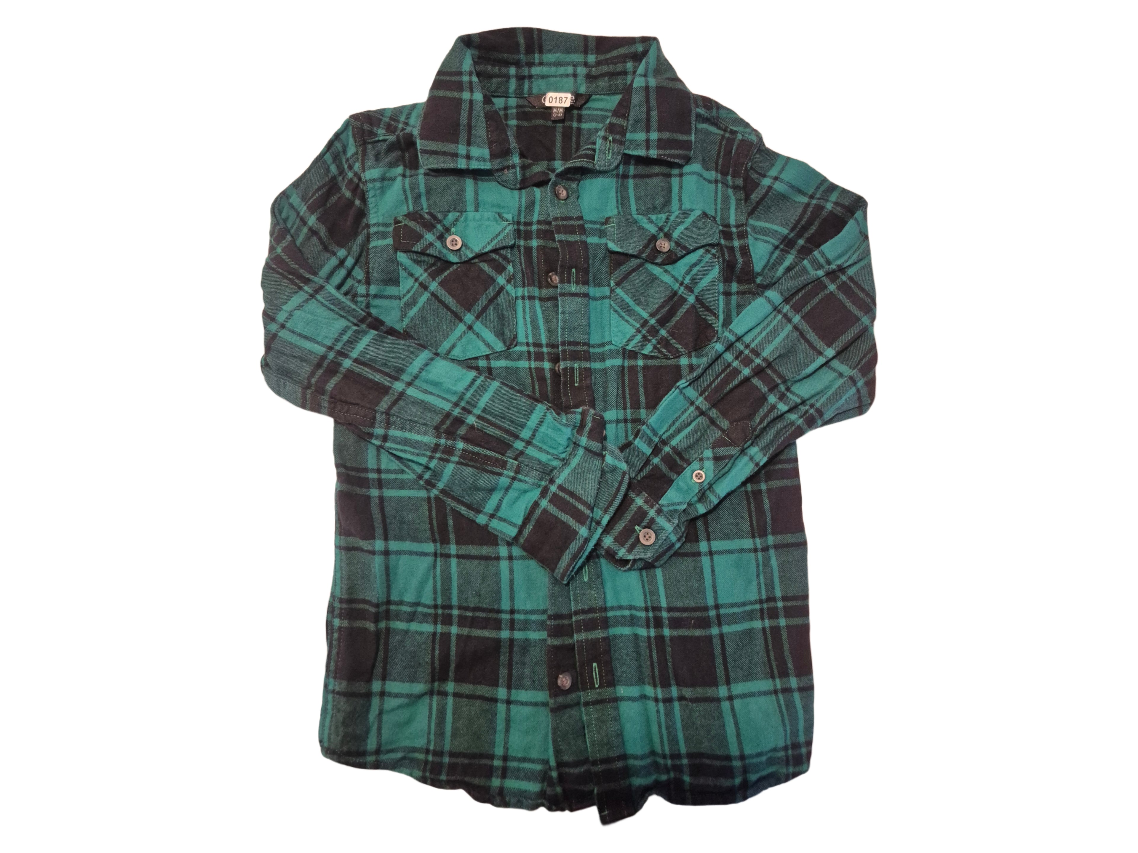 Green Plaid Buttoned Long Sleeved Shirt