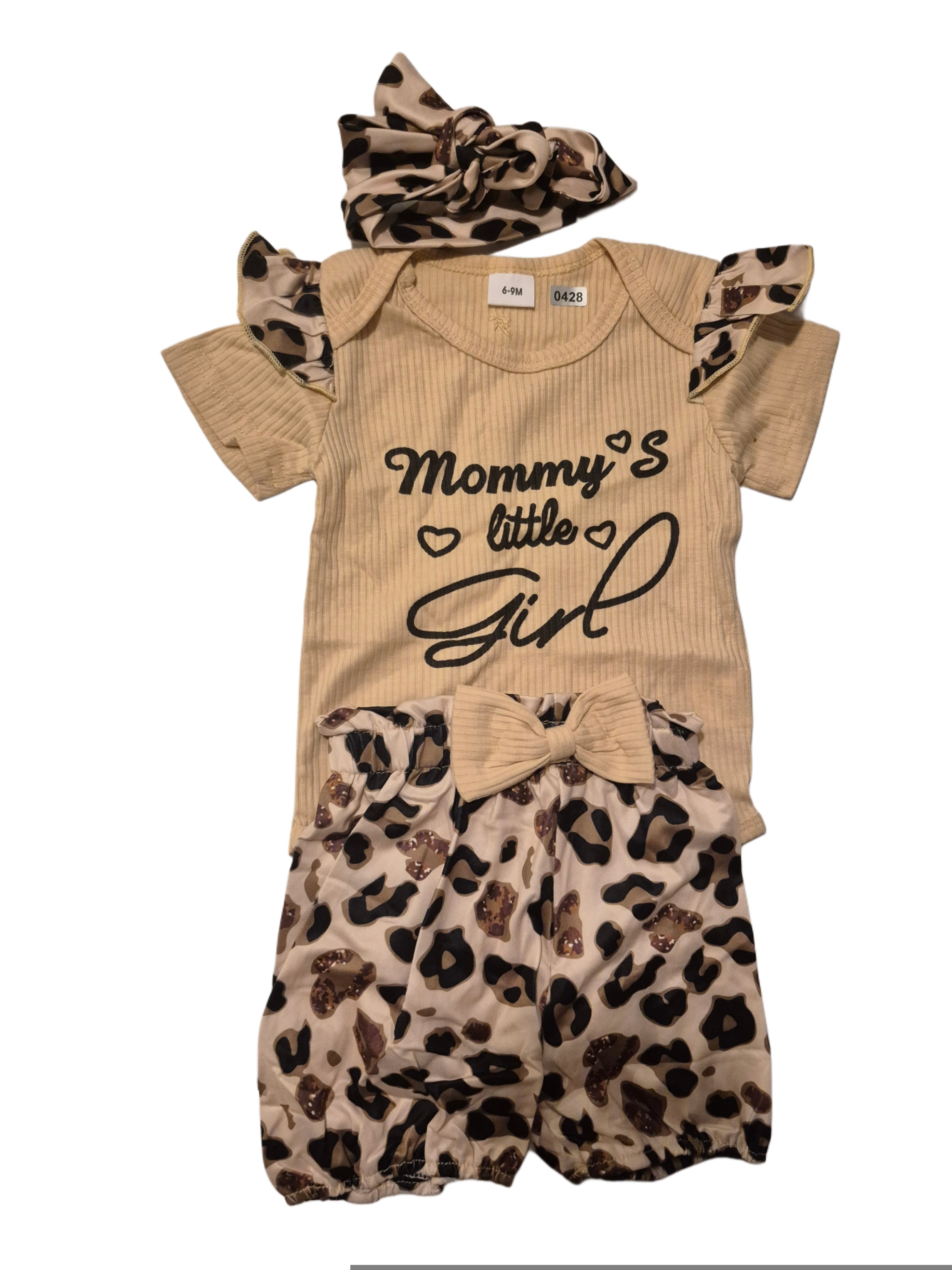 Baby girl shorts and shirt with head band! (Cheetah print)
