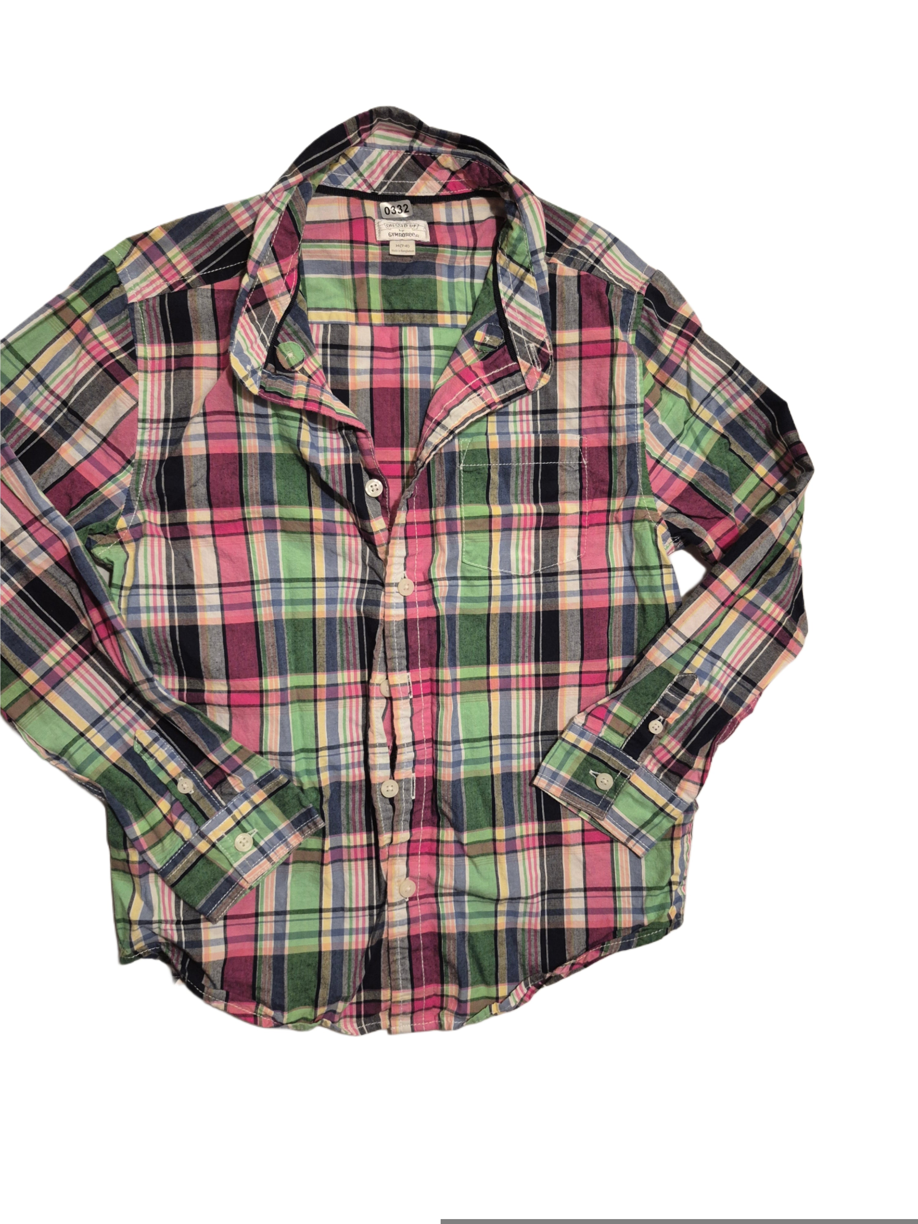 Plaid long sleeve button up dress shirt