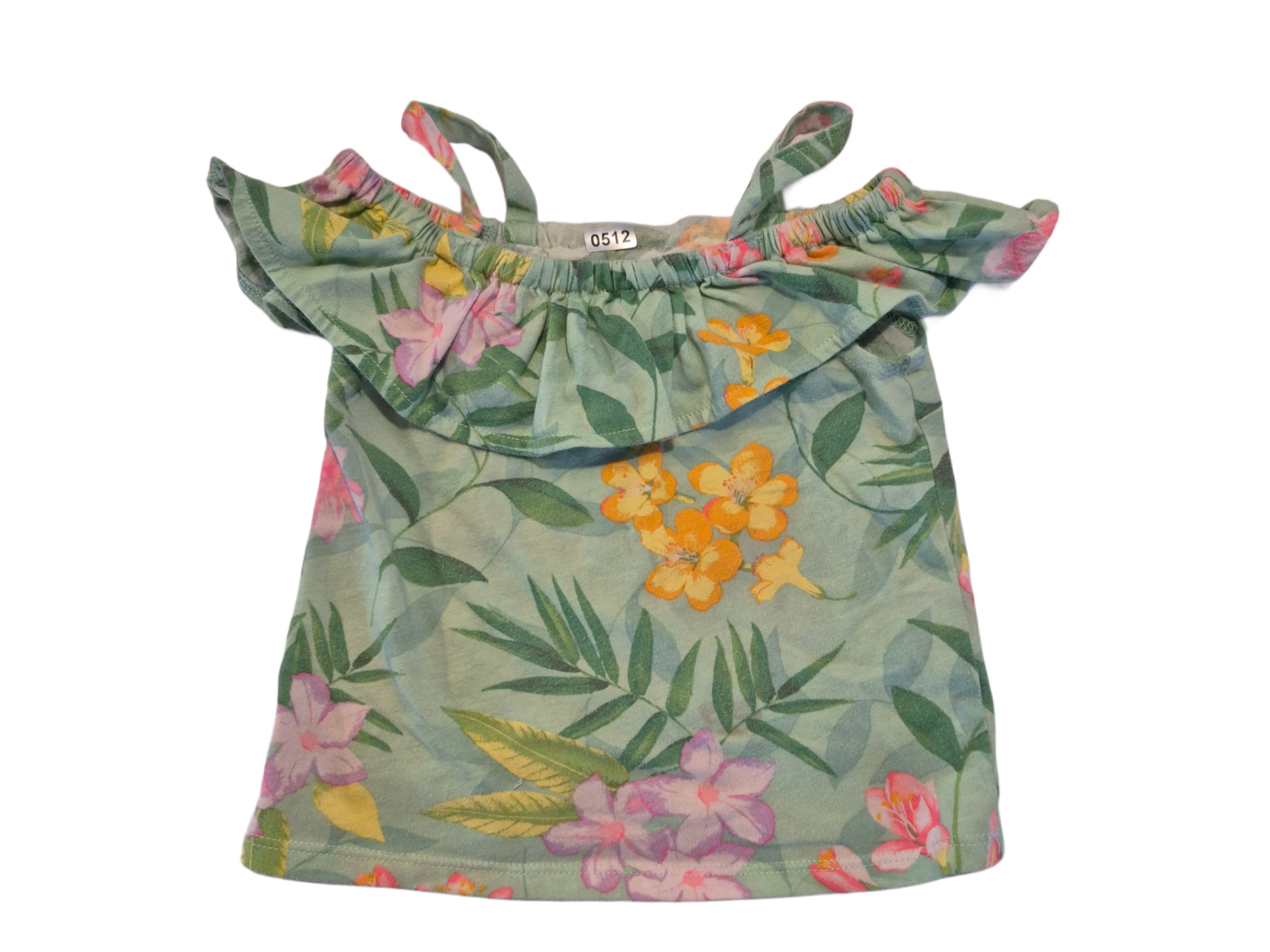 Girls green flower print shirt