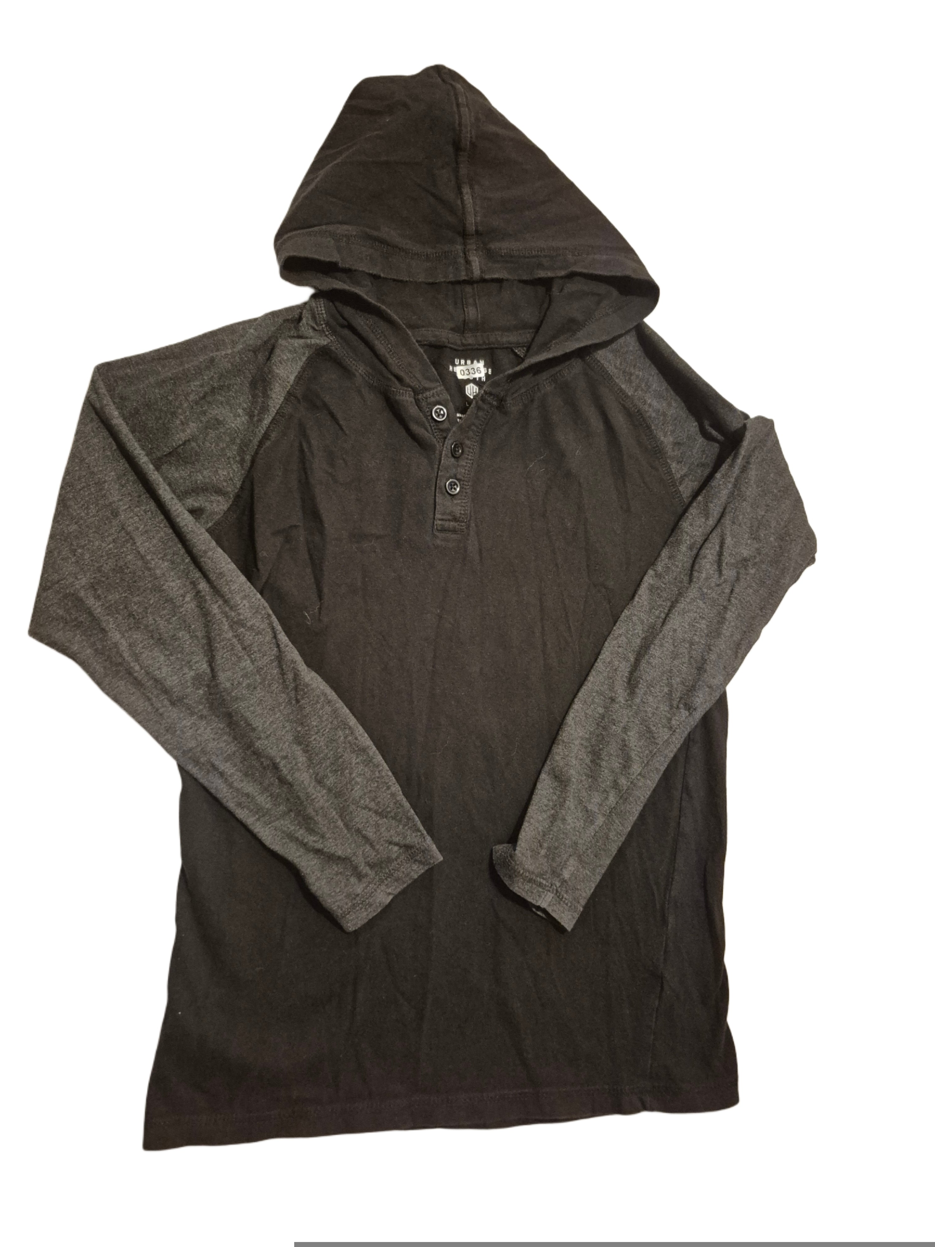 Black long sleeved hooded shirt