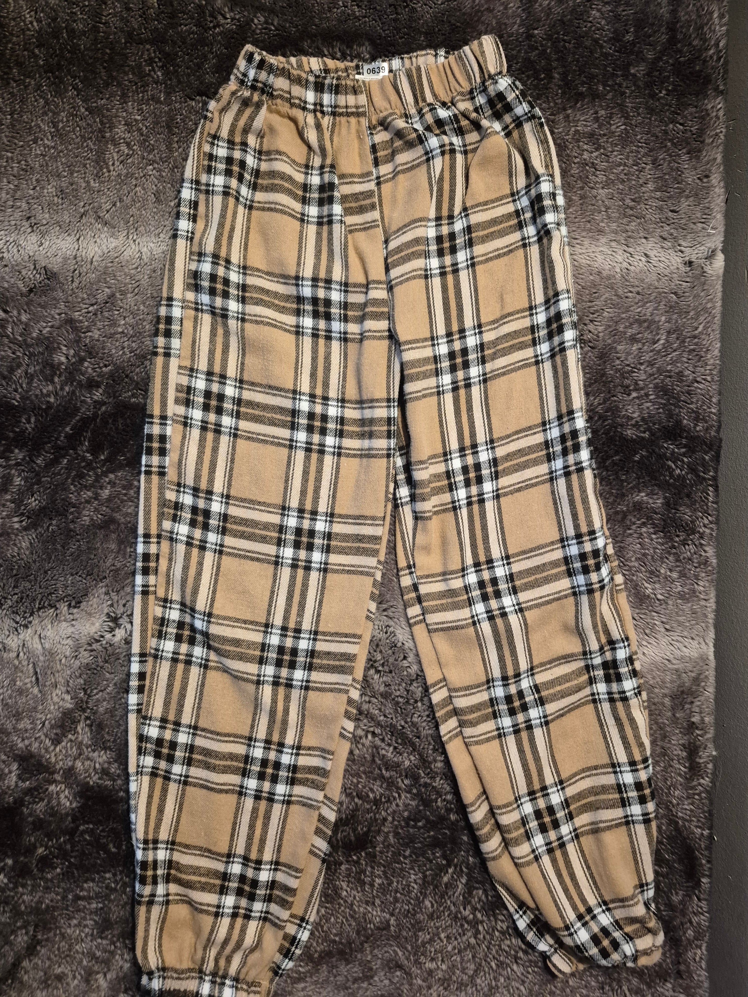 Brown plaid pants