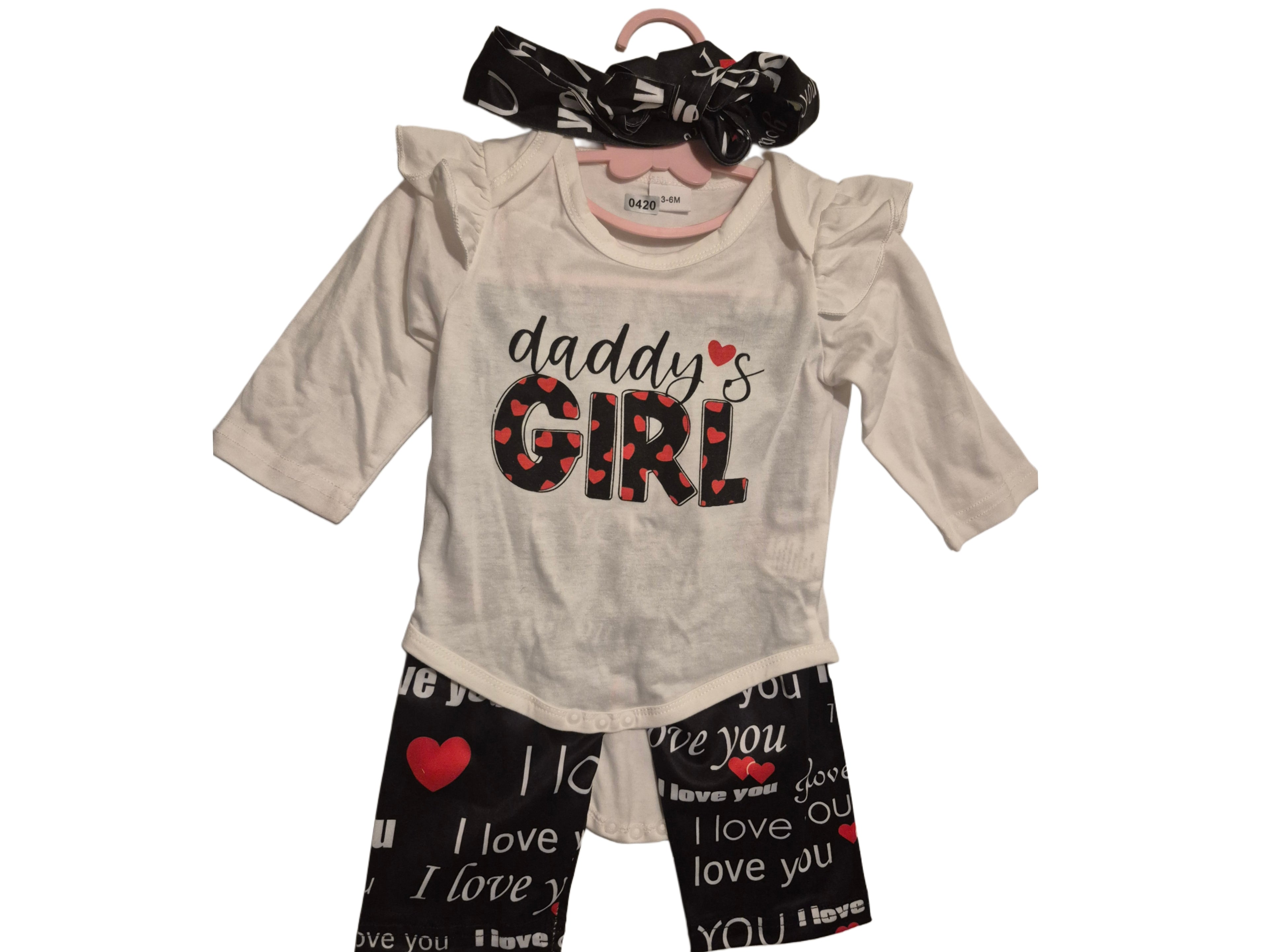Baby girl long sleeve shirt and pants with matching head band
