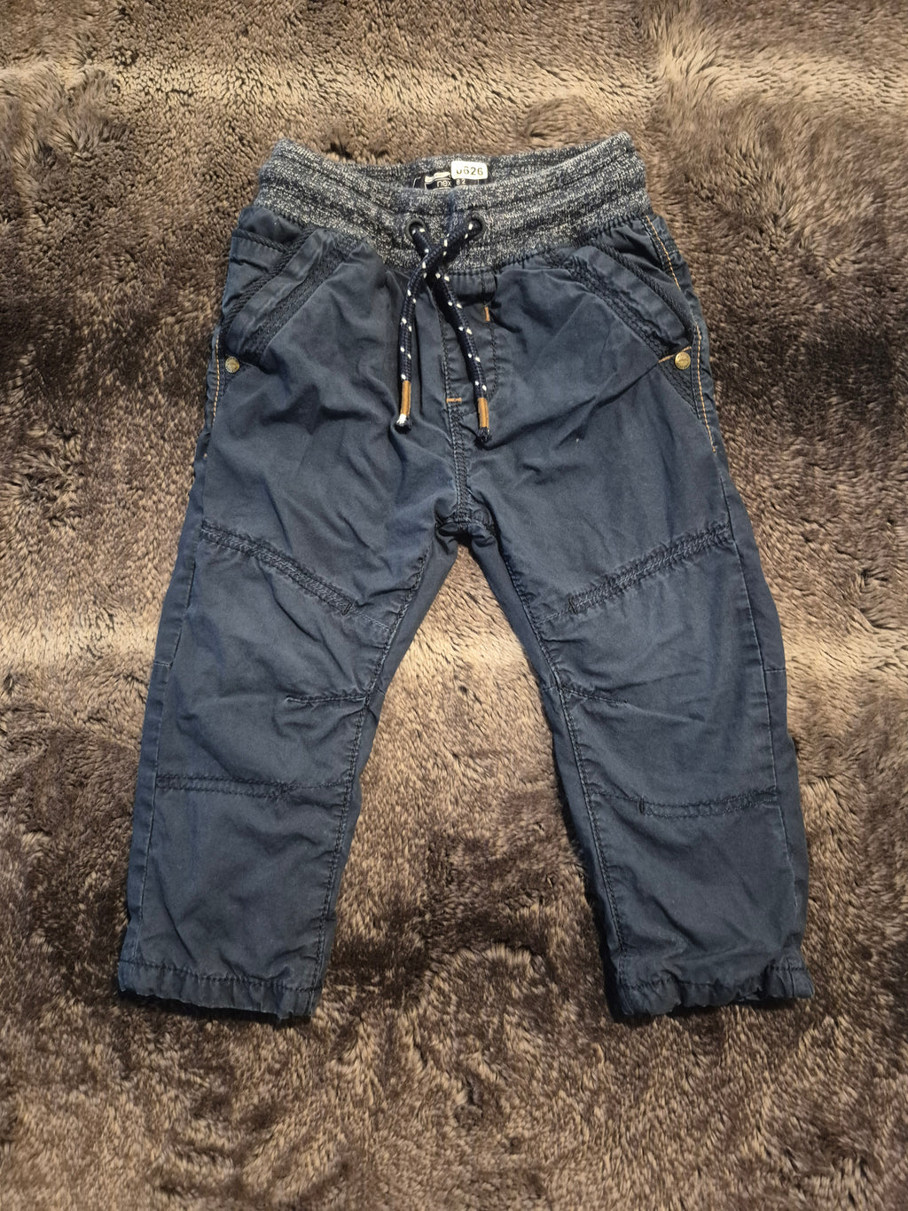 Blue cargo pants with stretch waist