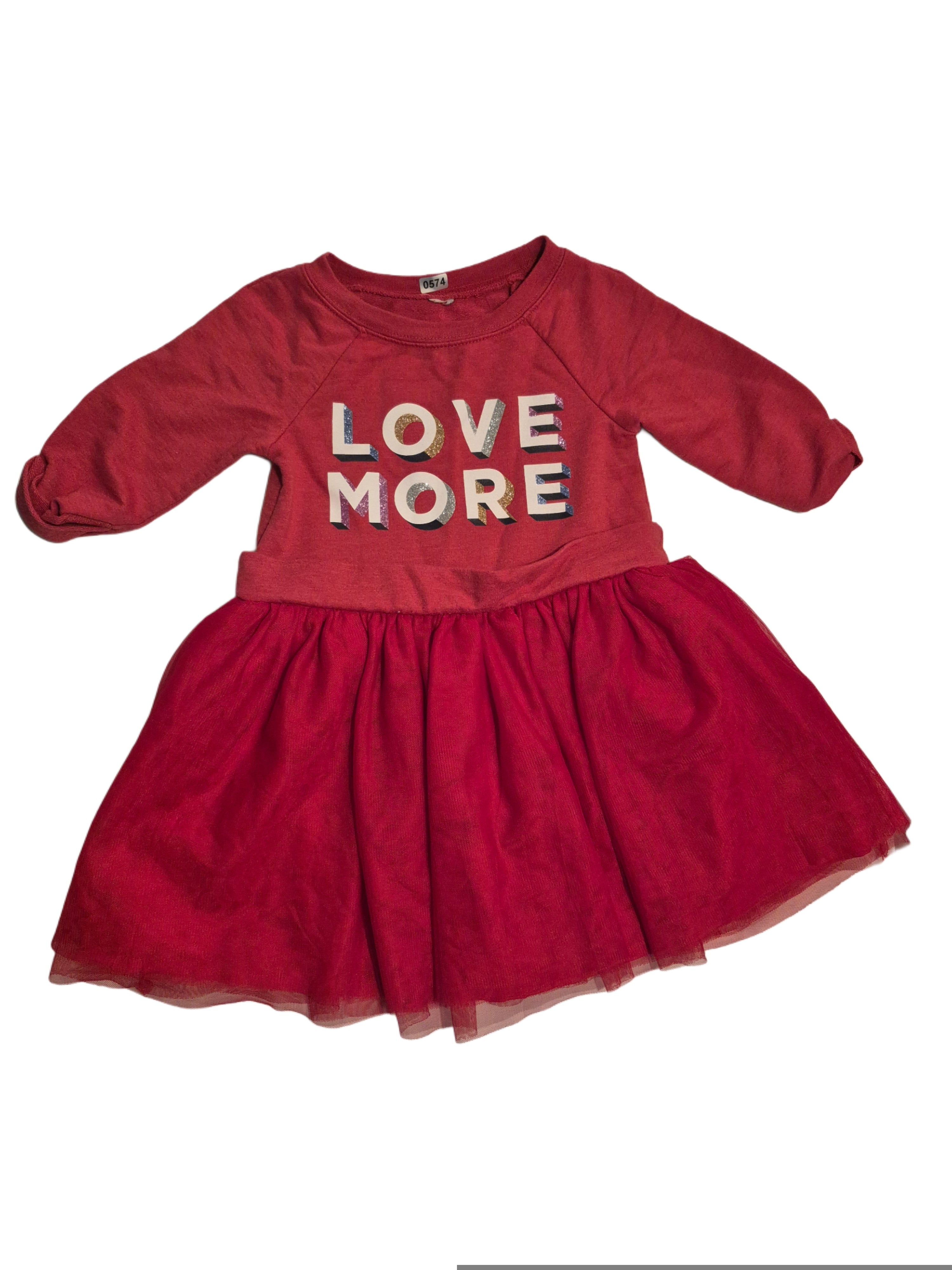 Red dress long sleeved “love more”