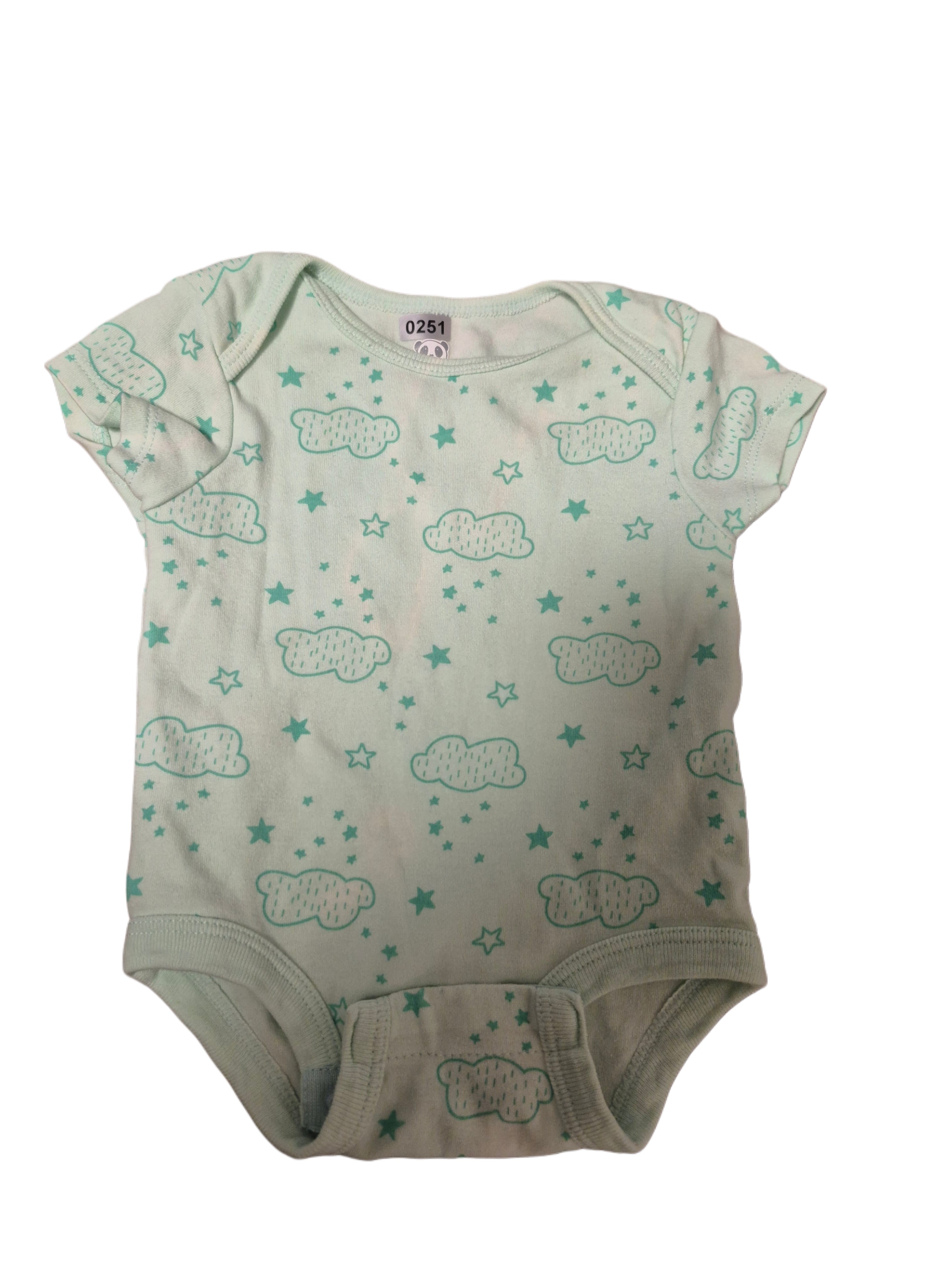 Baby short-sleeved onesie with cloud and star prints