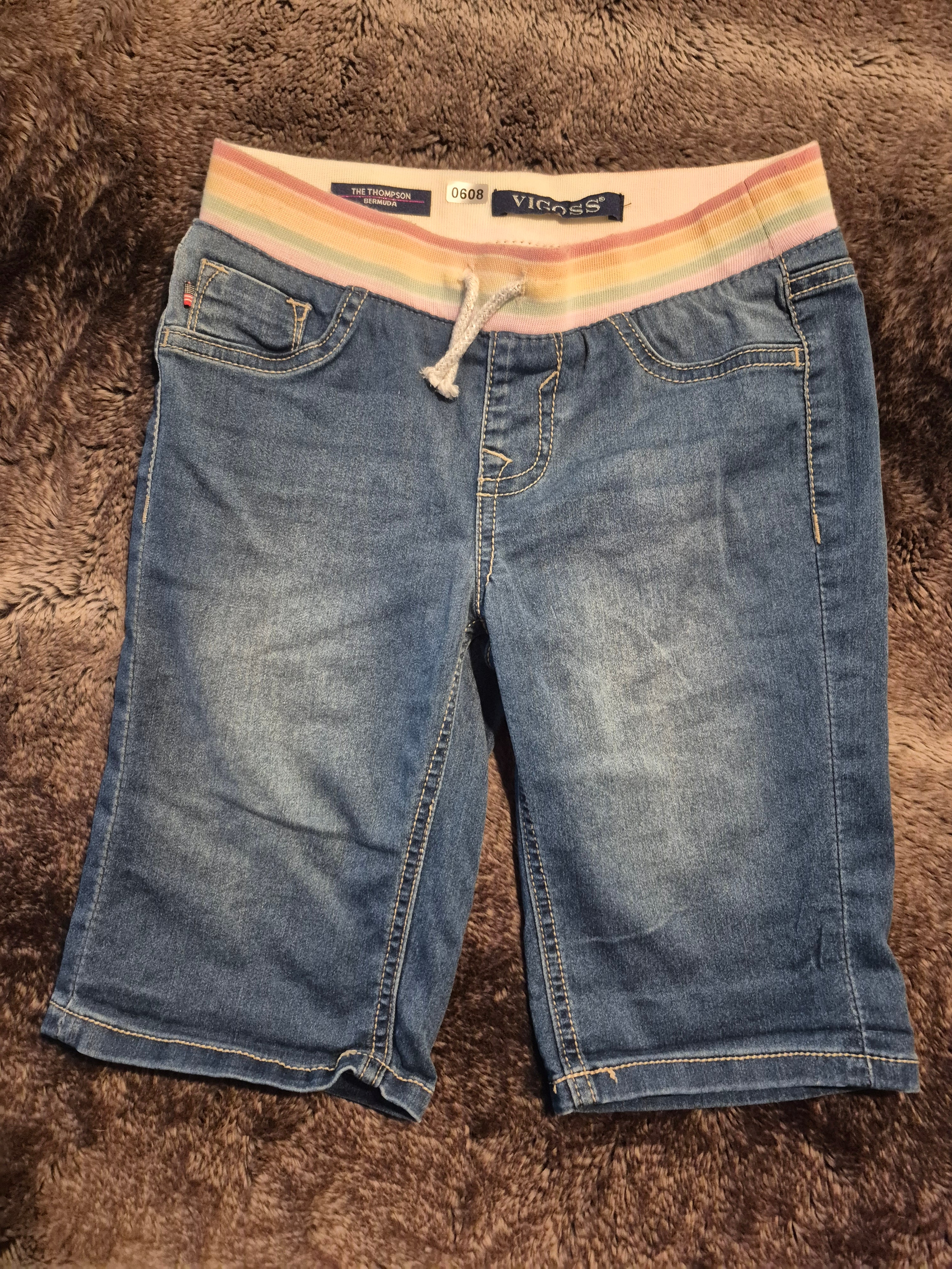 Jean shorts with rainbow stretch waste