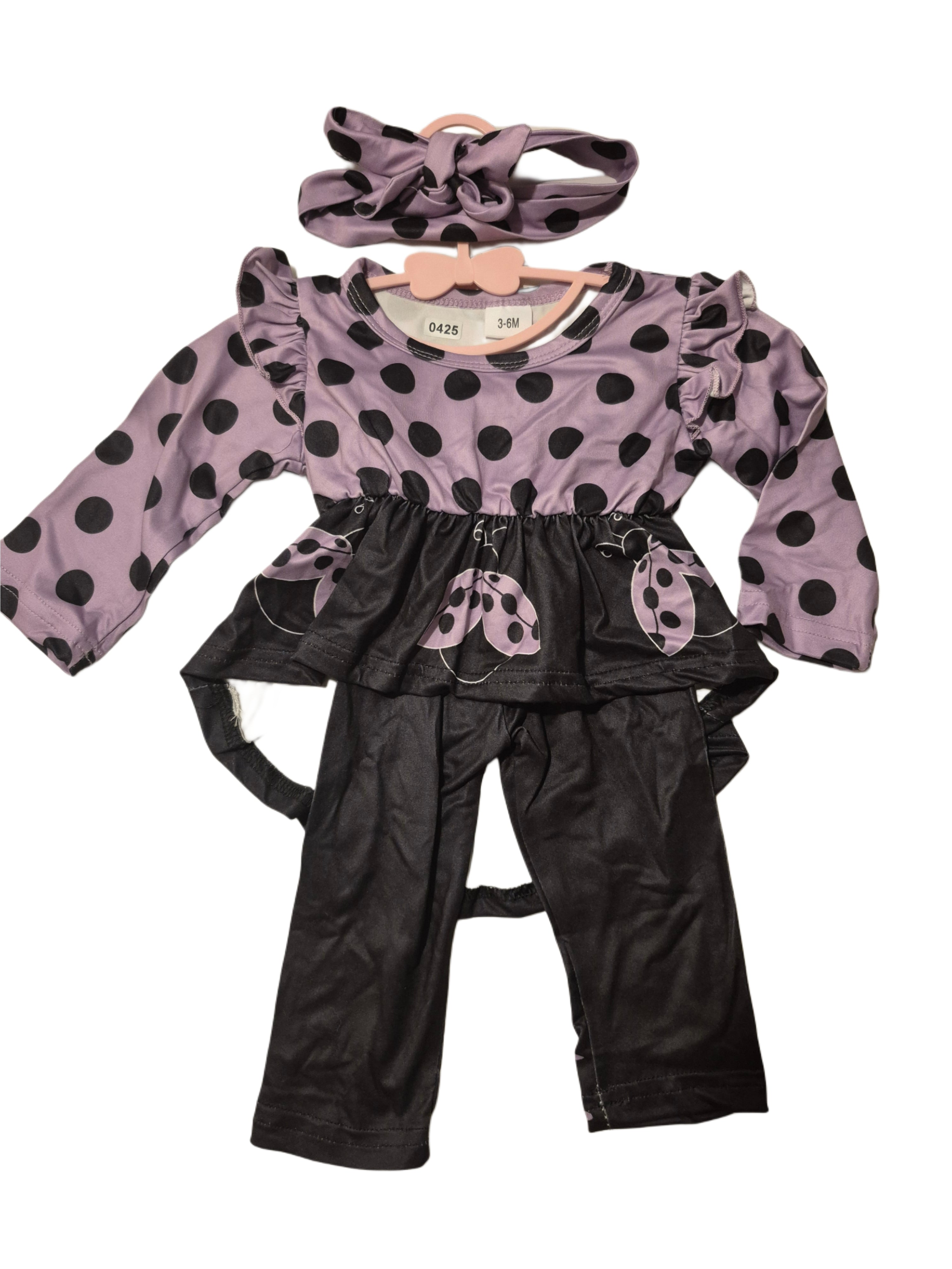Baby girl long sleeve pants and matching headband. (Set)