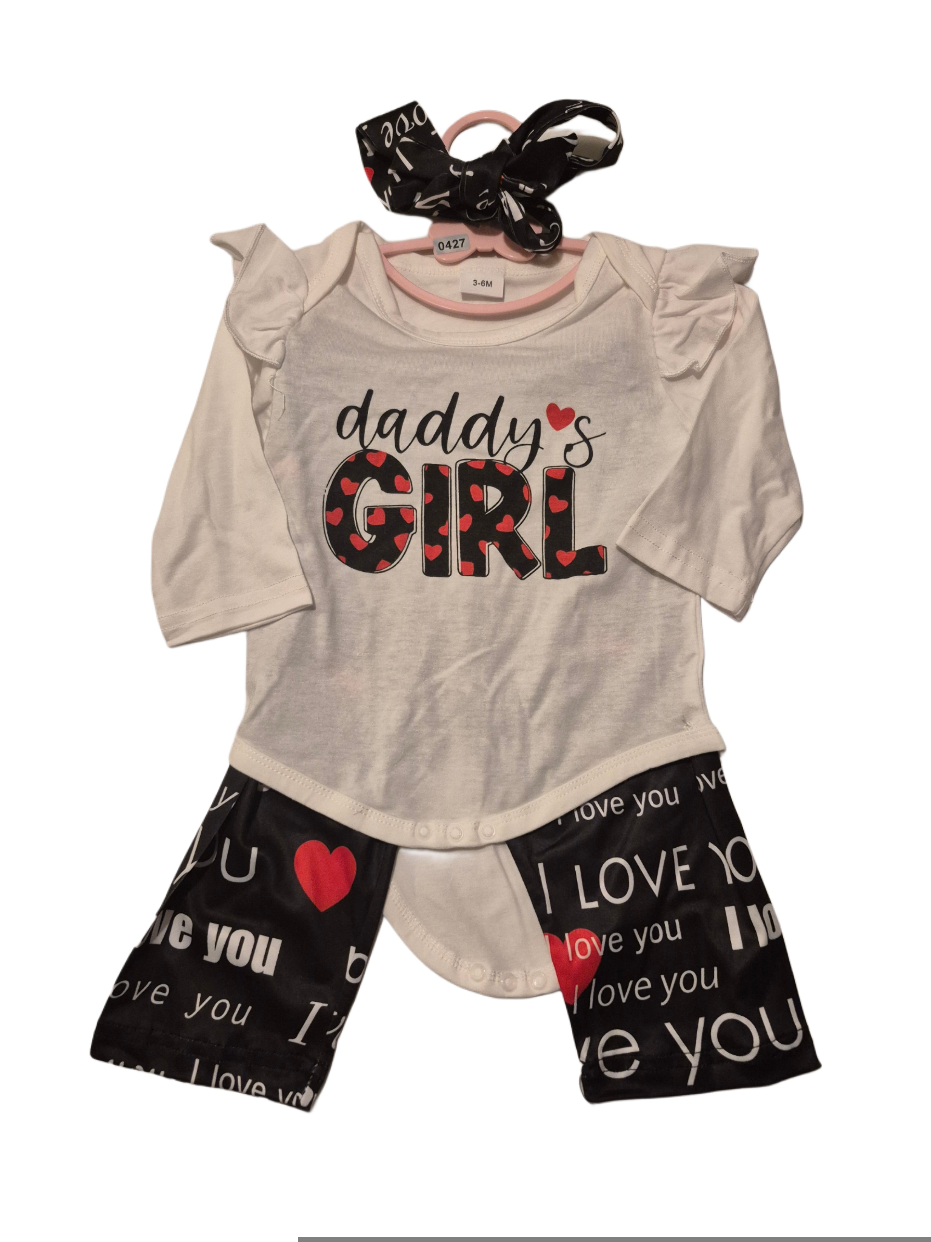 Baby girl long sleeve shirt and pants with matching head band