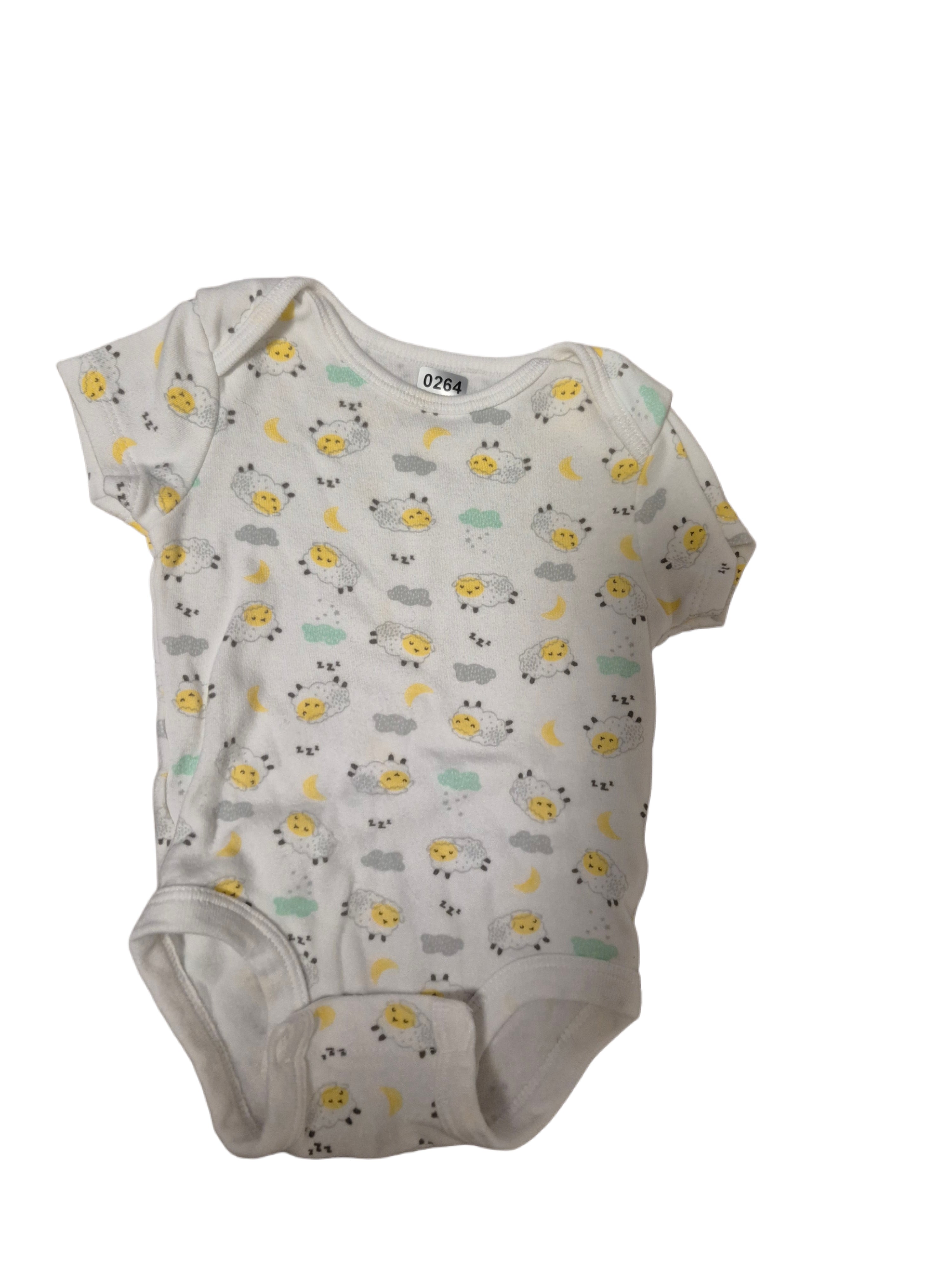 Baby bodysuit with a sheep and cloud print