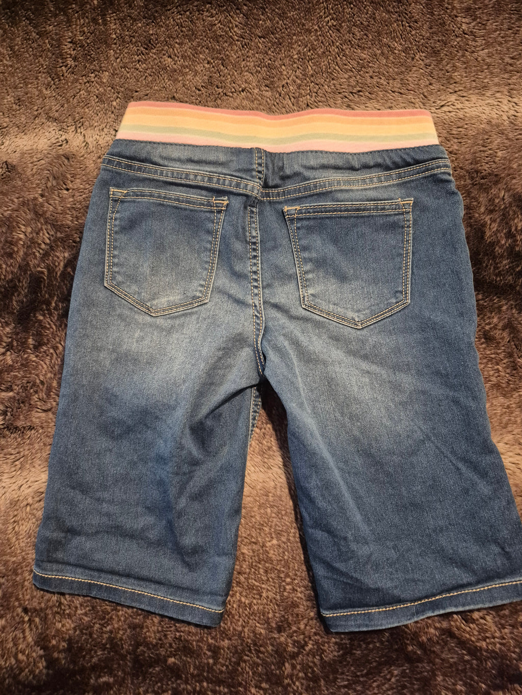 Jean shorts with rainbow stretch waste